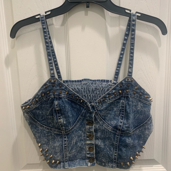 Rhinestone, jean crop top - Picture 9 of 9